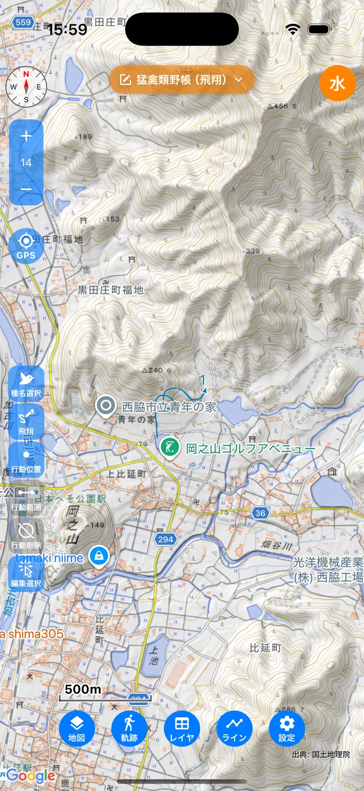飛翔図のツールパレット