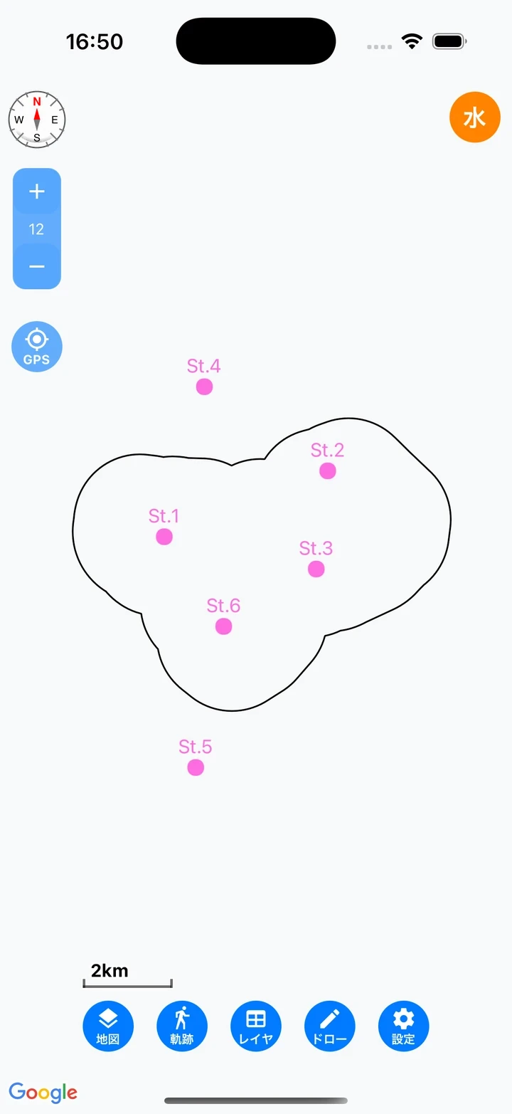 読み込んだデータは、レイヤとして地図に表示されます