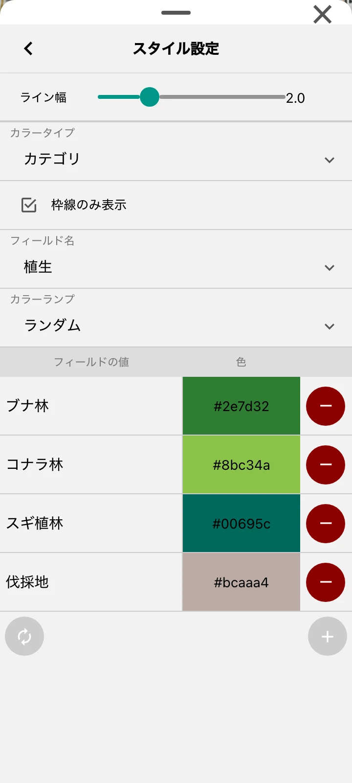 カテゴリ色分けの設定例
